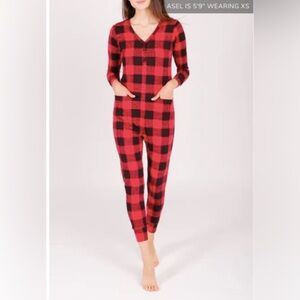 Smash + Tess the present romper, poinsettia plaid